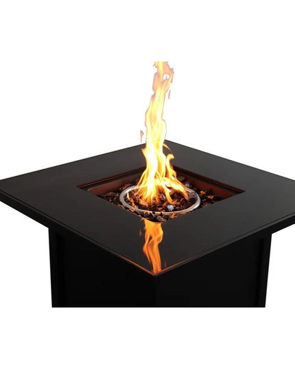 50000 BTU 30" Black Steel Propane Square Fire Pit With Cover