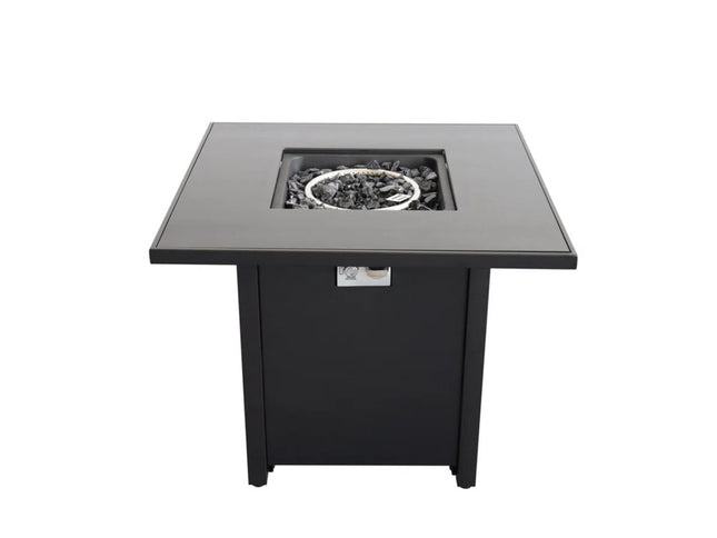 50000 BTU 30" Black Steel Propane Square Fire Pit Table With Cover