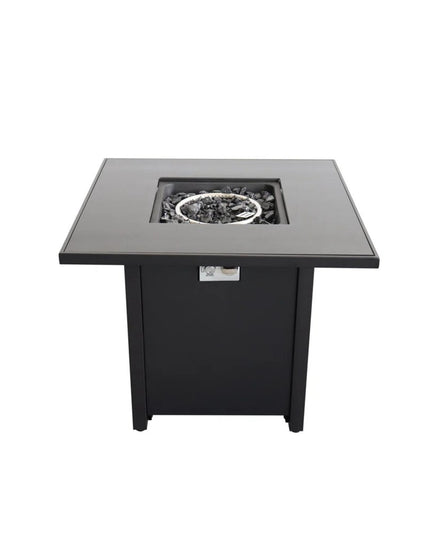 50000 BTU 30" Black Steel Propane Square Fire Pit Table With Cover