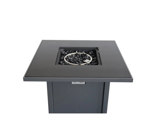 50000 BTU 30" Black Steel Propane Square Fire Pit Table With Cover