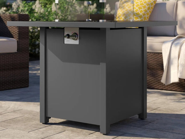 50000 BTU 30" Black Steel Propane Square Fire Pit With Cover