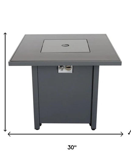50000 BTU 30" Black Steel Propane Square Fire Pit With Cover