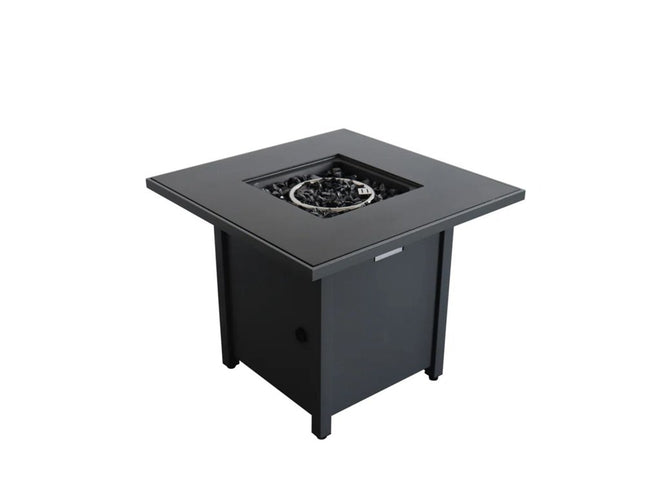 50000 BTU 30" Black Steel Propane Square Fire Pit Table With Cover