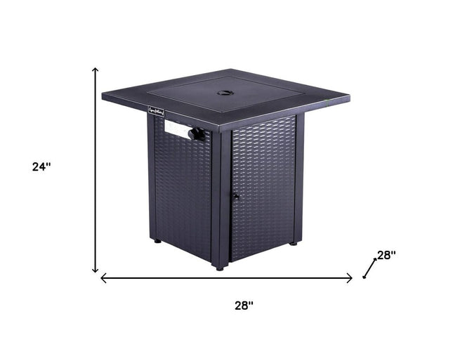 50000 BTU 28" Black Steel Propane Square Fire Pit Table With Cover