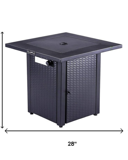50000 BTU 28" Black Steel Propane Square Fire Pit Table With Cover