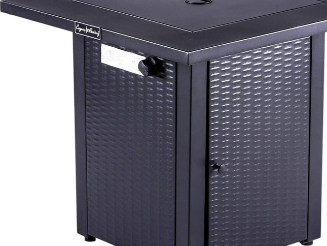 50000 BTU 28" Black Steel Propane Square Fire Pit With Cover