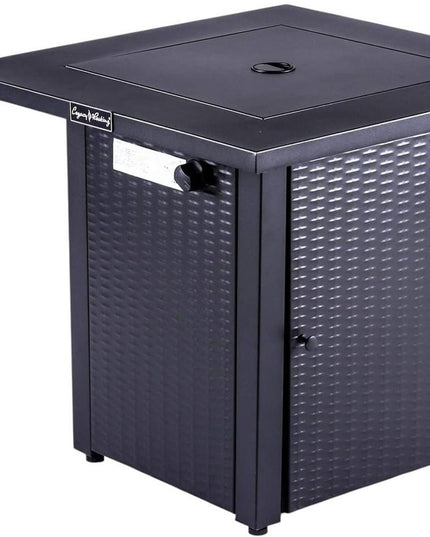 50000 BTU 28" Black Steel Propane Square Fire Pit With Cover