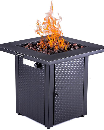 50000 BTU 28" Black Steel Propane Square Fire Pit Table With Cover