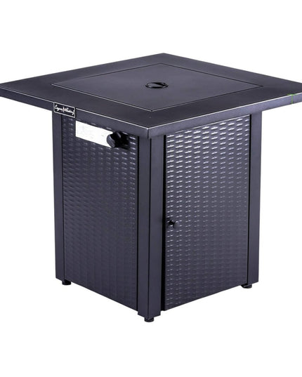 50000 BTU 28" Black Steel Propane Square Fire Pit With Cover