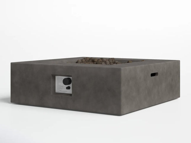 50000 BTU 34" Gray Concrete Propane Square Fire Pit With Cover