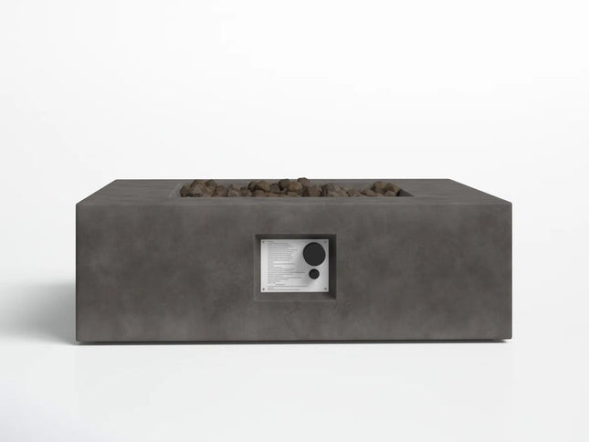 50000 BTU 34" Gray Concrete Propane Square Fire Pit Table With Cover