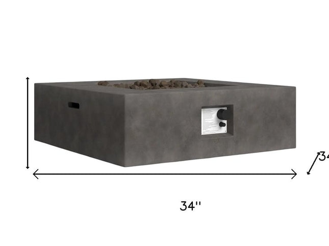 50000 BTU 34" Gray Concrete Propane Square Fire Pit Table With Cover