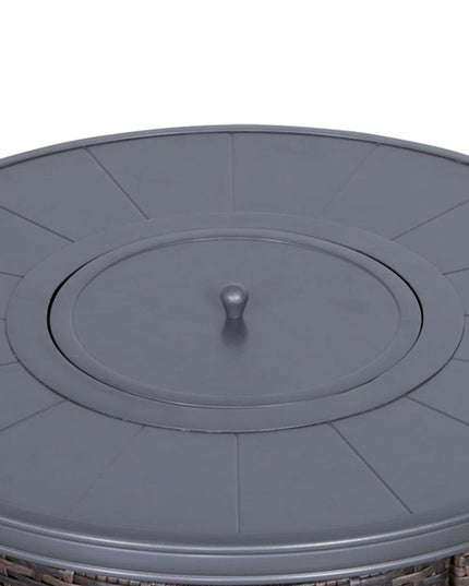 50000 BTU 32" Espresso Aluminum And Wicker Propane Round Fire Pit Table With Cover
