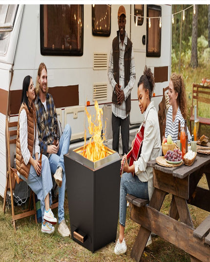 50000 BTU 25" Black Stainless steel Wood Burning Square Fire Pit With Cover
