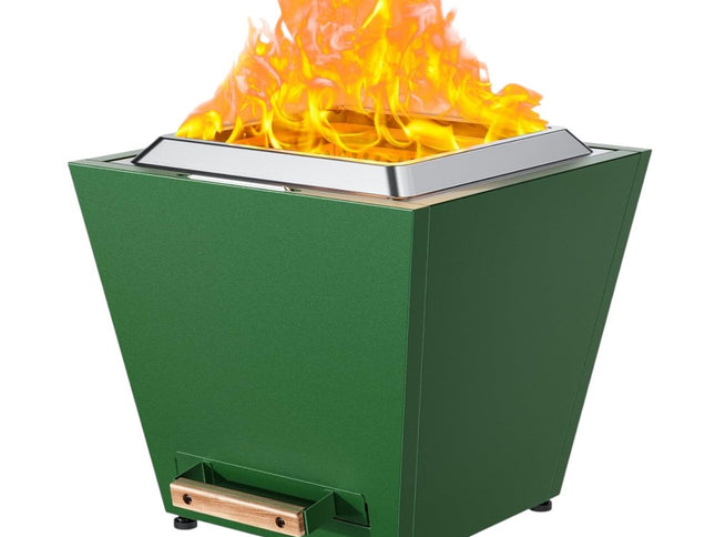 50000 BTU 20" Green Stainless steel Wood Burning Square Fire Pit With Cover