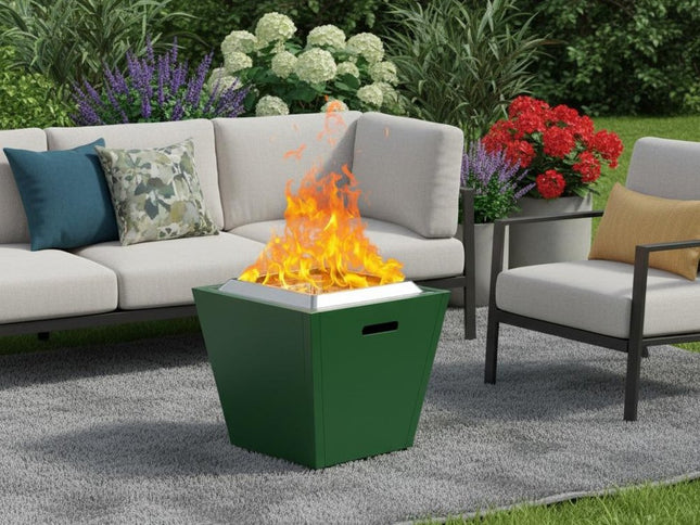 50000 BTU 20" Green Stainless steel Wood Burning Square Fire Pit With Cover