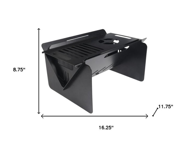 50000 BTU 16" Black Steel Wood Burning Rectangular Fire Pit With Cover