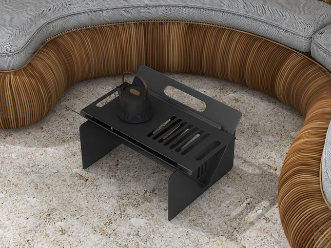 50000 BTU 16" Black Steel Wood Burning Rectangular Fire Pit With Cover