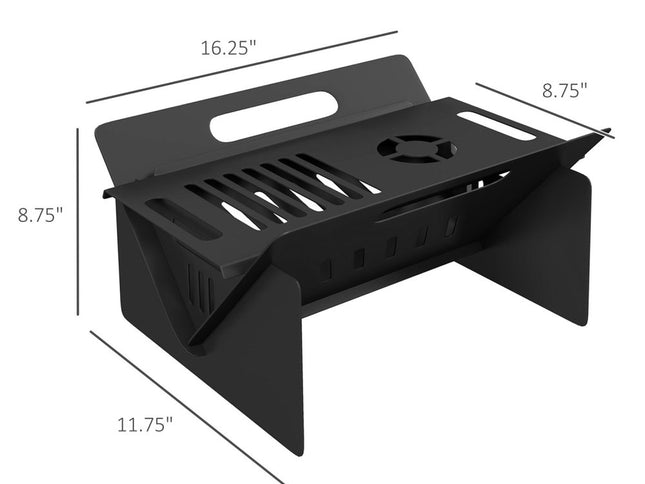 50000 BTU 16" Black Steel Wood Burning Rectangular Fire Pit With Cover