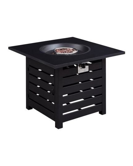 50000 BTU 32" Black Metal Propane Square Fire Pit Table With Cover