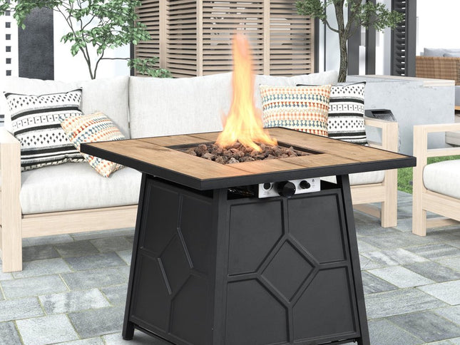 40000 BTU 28" Brown Iron Propane Square Fire Pit With Cover