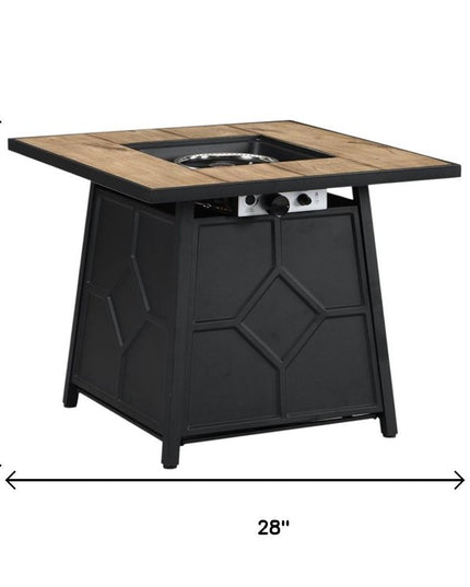 40000 BTU 28" Brown Iron Propane Square Fire Pit With Cover