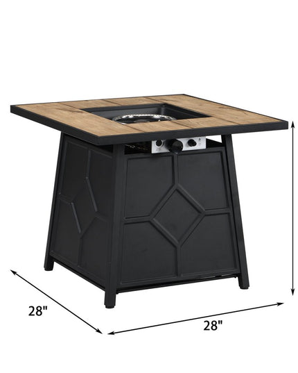 40000 BTU 28" Brown Iron Propane Square Fire Pit With Cover