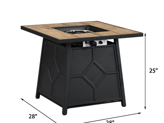 40000 BTU 28" Brown Iron Propane Square Fire Pit Table With Cover