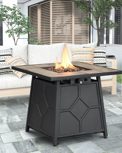 40000 BTU 28" Gray Iron Propane Square Fire Pit With Cover