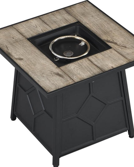 40000 BTU 28" Gray Iron Propane Square Fire Pit Table With Cover
