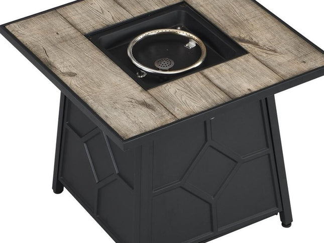 40000 BTU 28" Gray Iron Propane Square Fire Pit Table With Cover