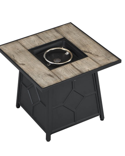 40000 BTU 28" Gray Iron Propane Square Fire Pit With Cover