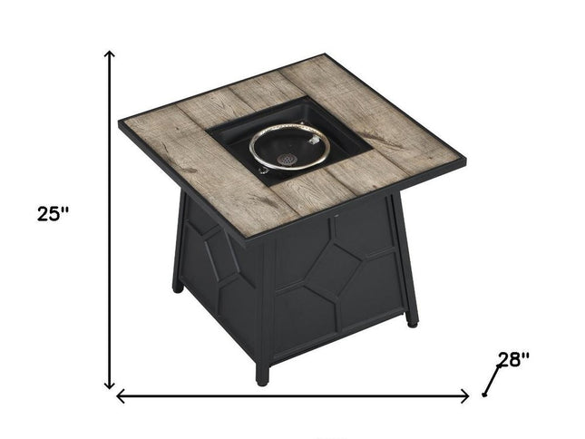 40000 BTU 28" Gray Iron Propane Square Fire Pit Table With Cover