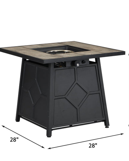 40000 BTU 28" Gray Iron Propane Square Fire Pit With Cover
