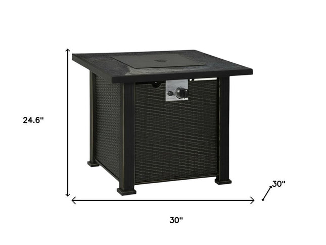 50000 BTU 30" Black Steel Propane Square Fire Pit Table With Cover