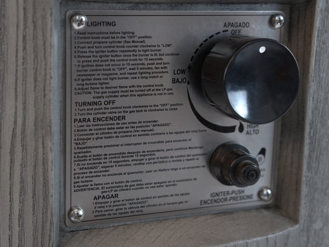 32000 BTU 26" Gray Magnesium Oxide Propane Round Fire Pit With Cover