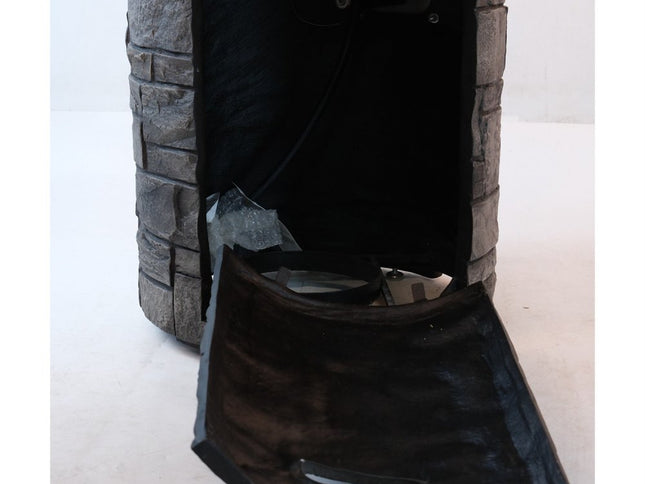 32000 BTU 26" Gray Magnesium Oxide Propane Round Fire Column With Cover