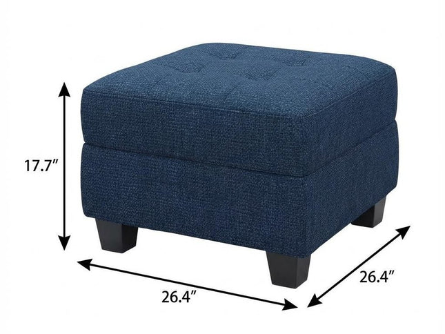 26" Beige and Black Velvet Tufted Storage Ottoman