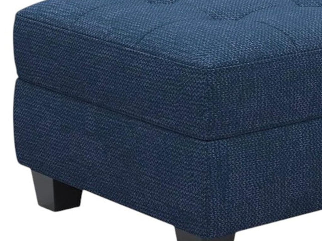 26" Gray and Black Solid Wood and Linen Tufted Storage Ottoman