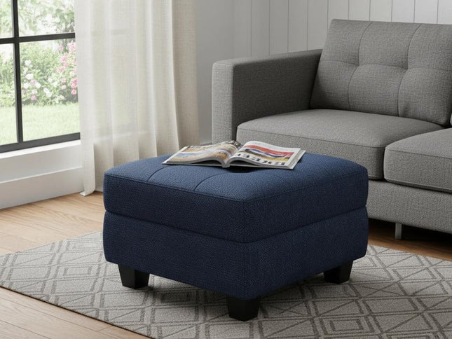 26" Beige and Black Velvet Tufted Storage Ottoman