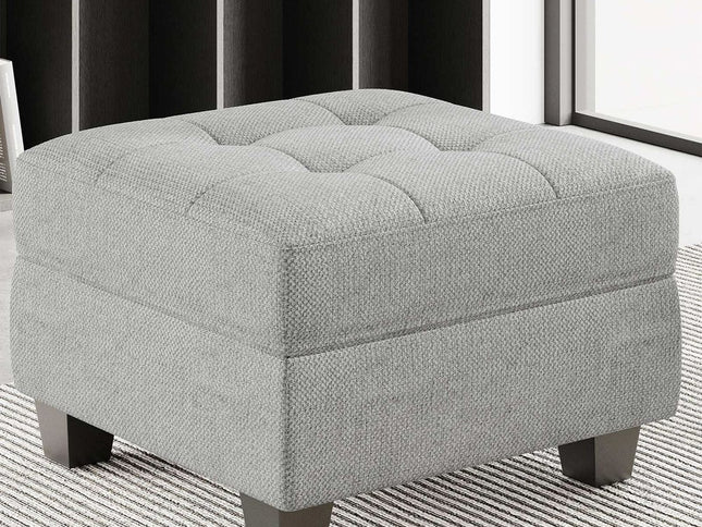 26" Beige and Black Velvet Tufted Storage Ottoman