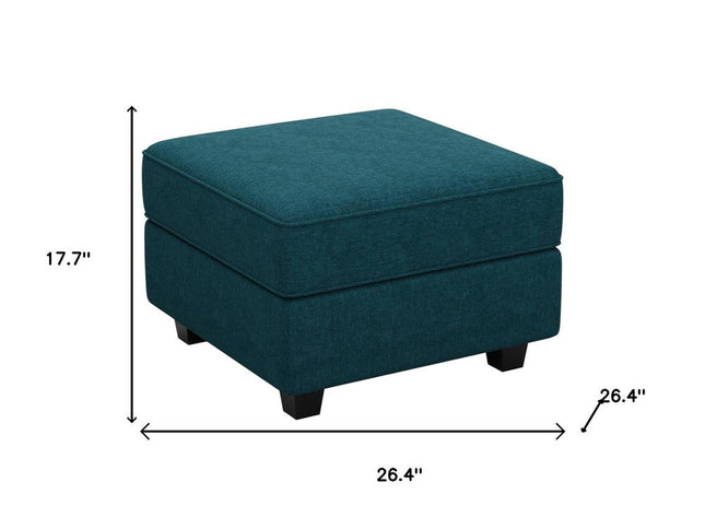 26" Green and Black Microsuede Storage Ottoman