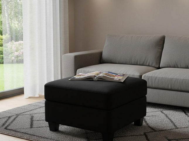 26" Gray and Black Chenille Storage Ottoman