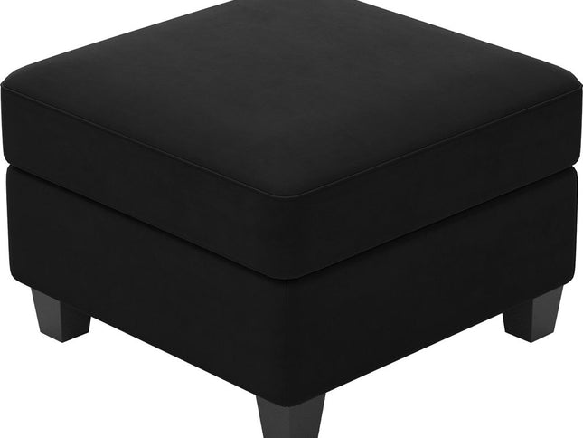 26" Gray and Black Chenille Storage Ottoman
