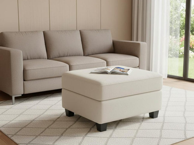 26" Gray and Black Chenille Storage Ottoman