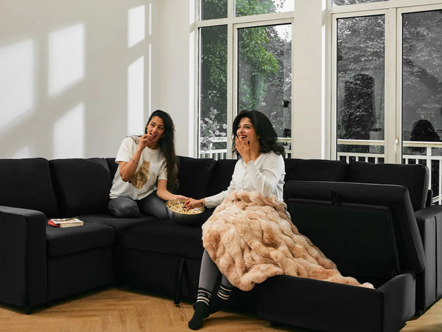 30" Black Velvet Storage Ottoman