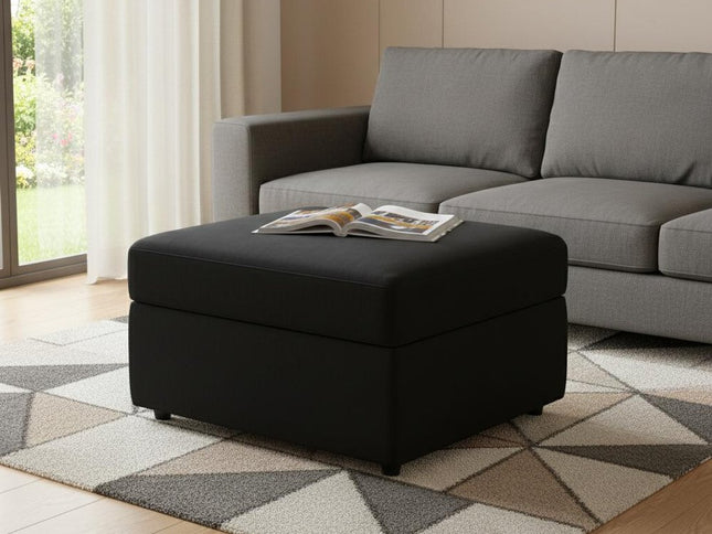 30" Blue and Black Velvet Storage Ottoman