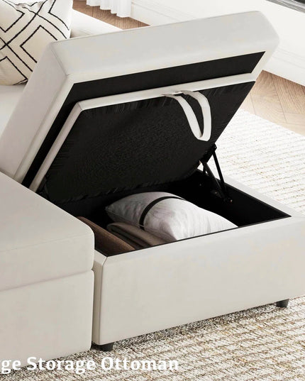 30" Blue and Black Velvet Storage Ottoman