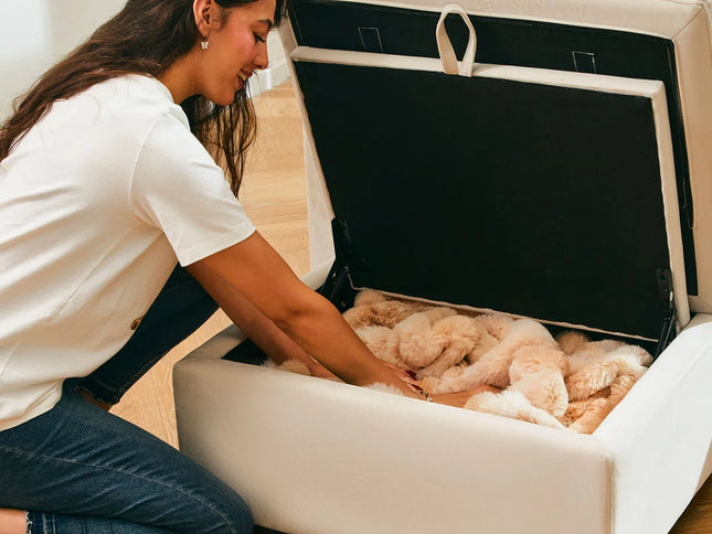 30" Black Velvet Storage Ottoman