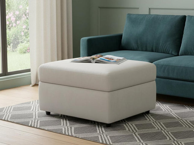 30" Blue and Black Velvet Storage Ottoman